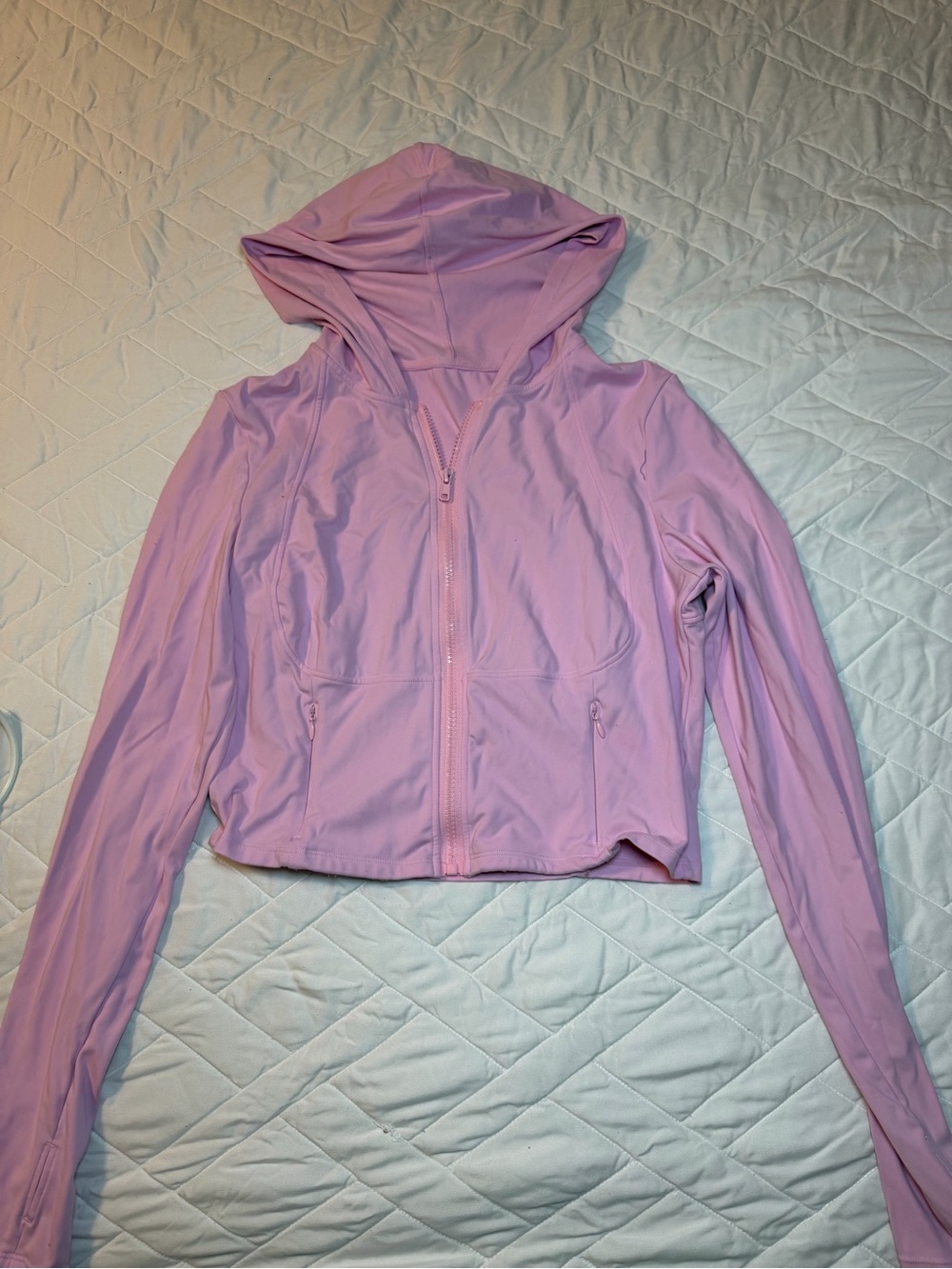 Light Pink Hooded Zip-Up Jacket for Women